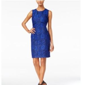 Calvin Klein Womens Floral Lace Piped Sheath Dress